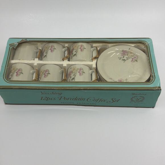 Yau Shing 1946 Porcelain Cup & Saucer Tea Coffee Set 12 Pieces New Espresso - Picture 1 of 5